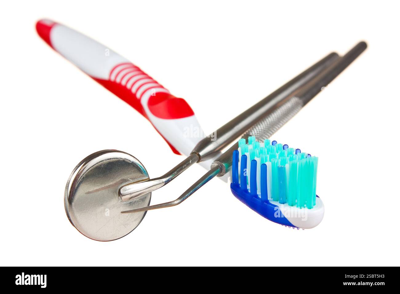 toothbrush and dental tools isolated on white background Stock Photo ...