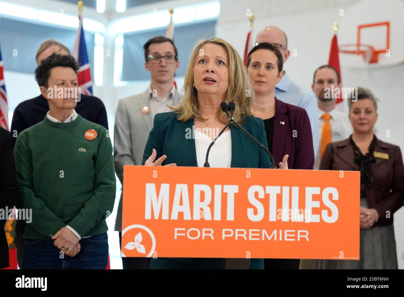 Ontario NDP Leader Marit Stiles speaks during a campaign event in