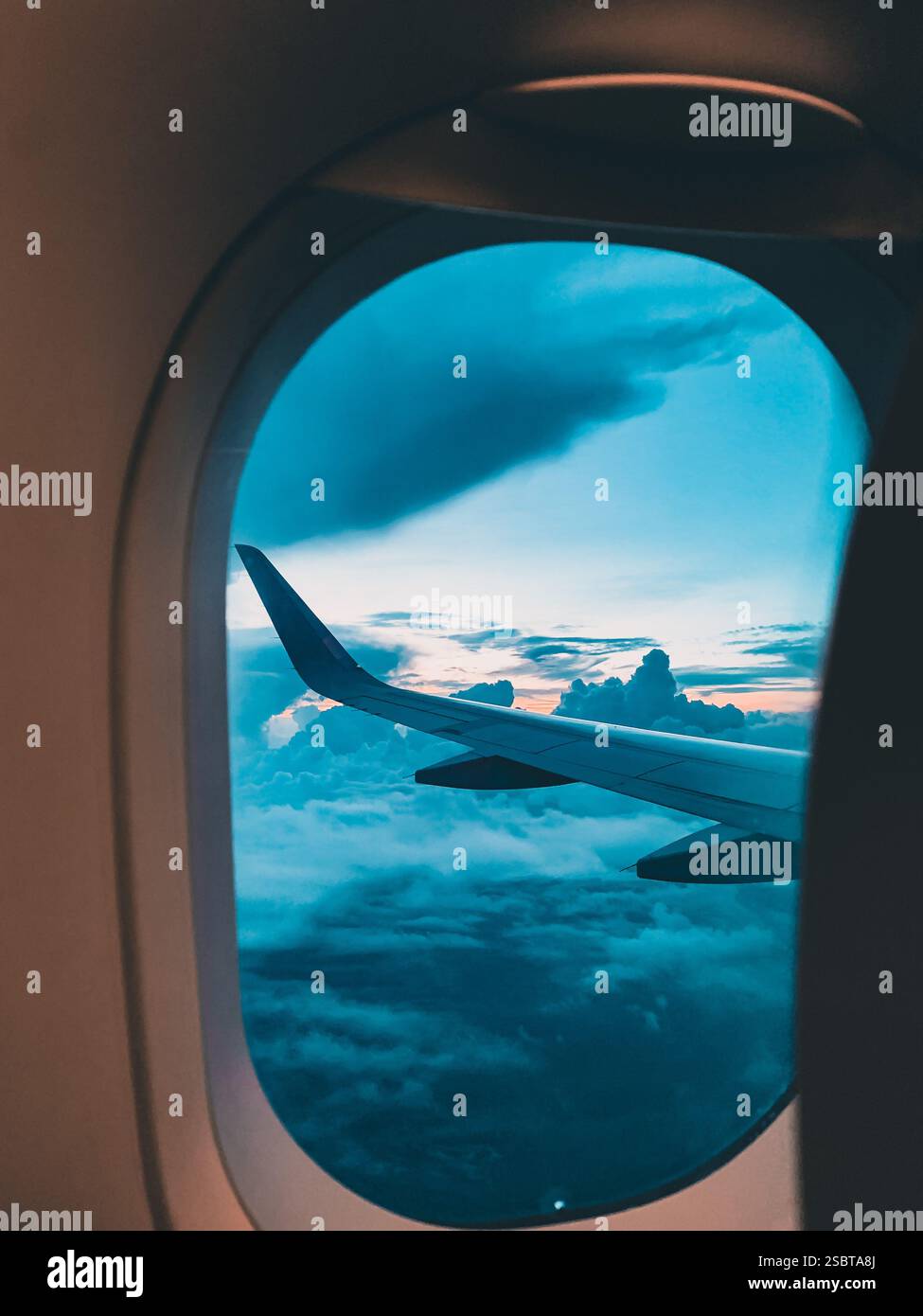 view from airplane window - Smartphone Captured Stock Image