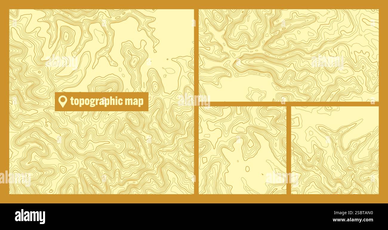 Colorful topographic map sets with contour lines. Geographic terrain ...