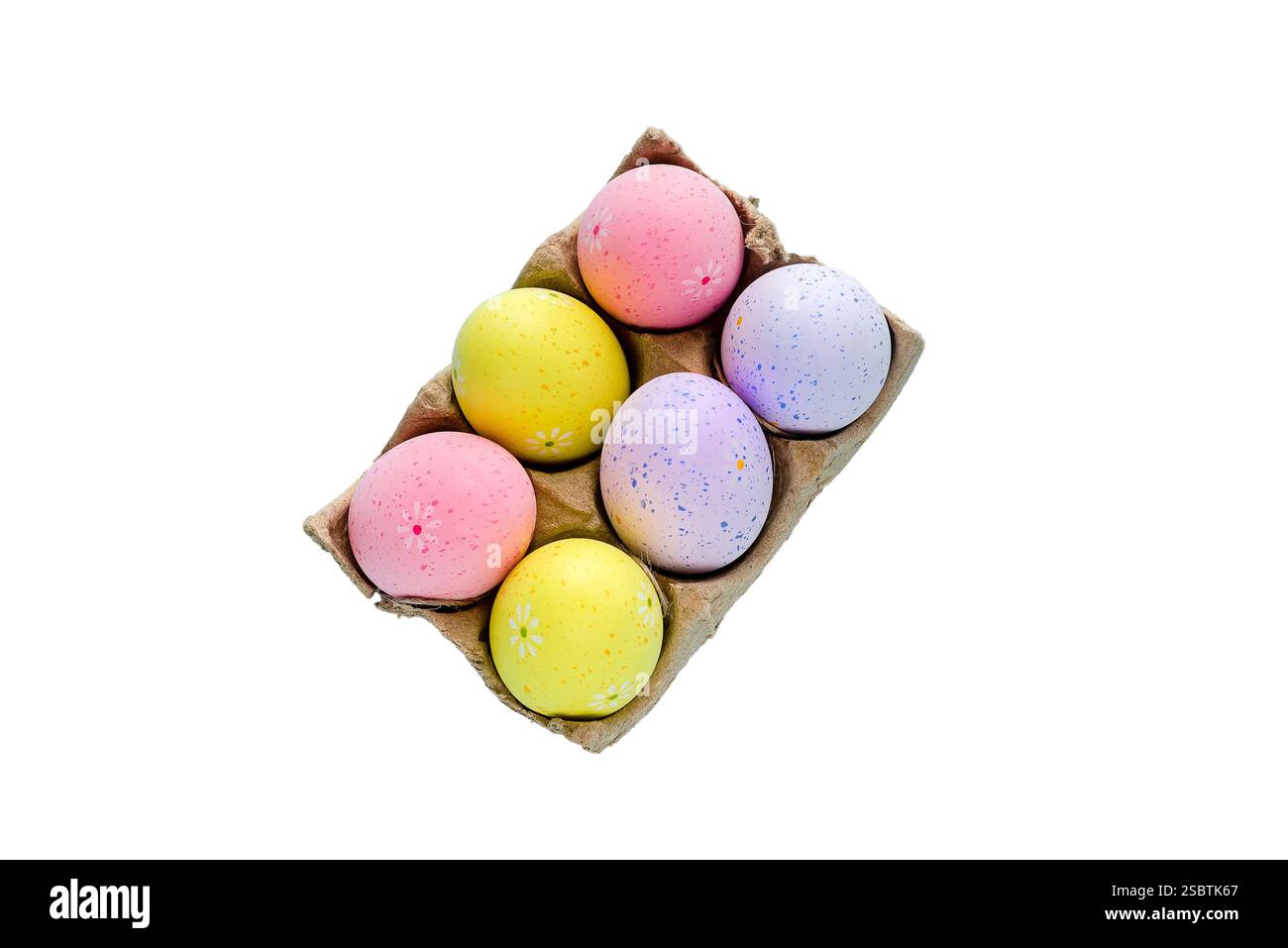 Easter eggs in a box on a transparent background Stock Photo