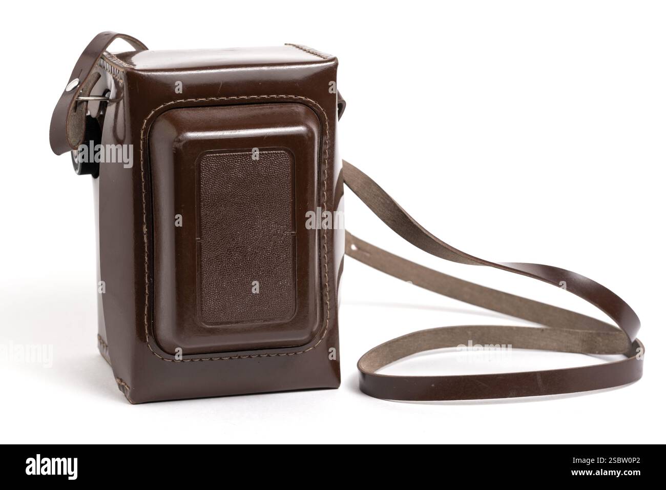 Vintage camera strap case on white background Stock Photo