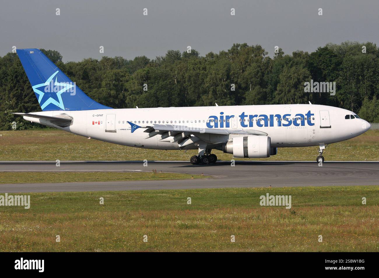 Canadian Air Transat Airbus A310-300 with registration C-GFAT at Hamburg Airport Stock Photo