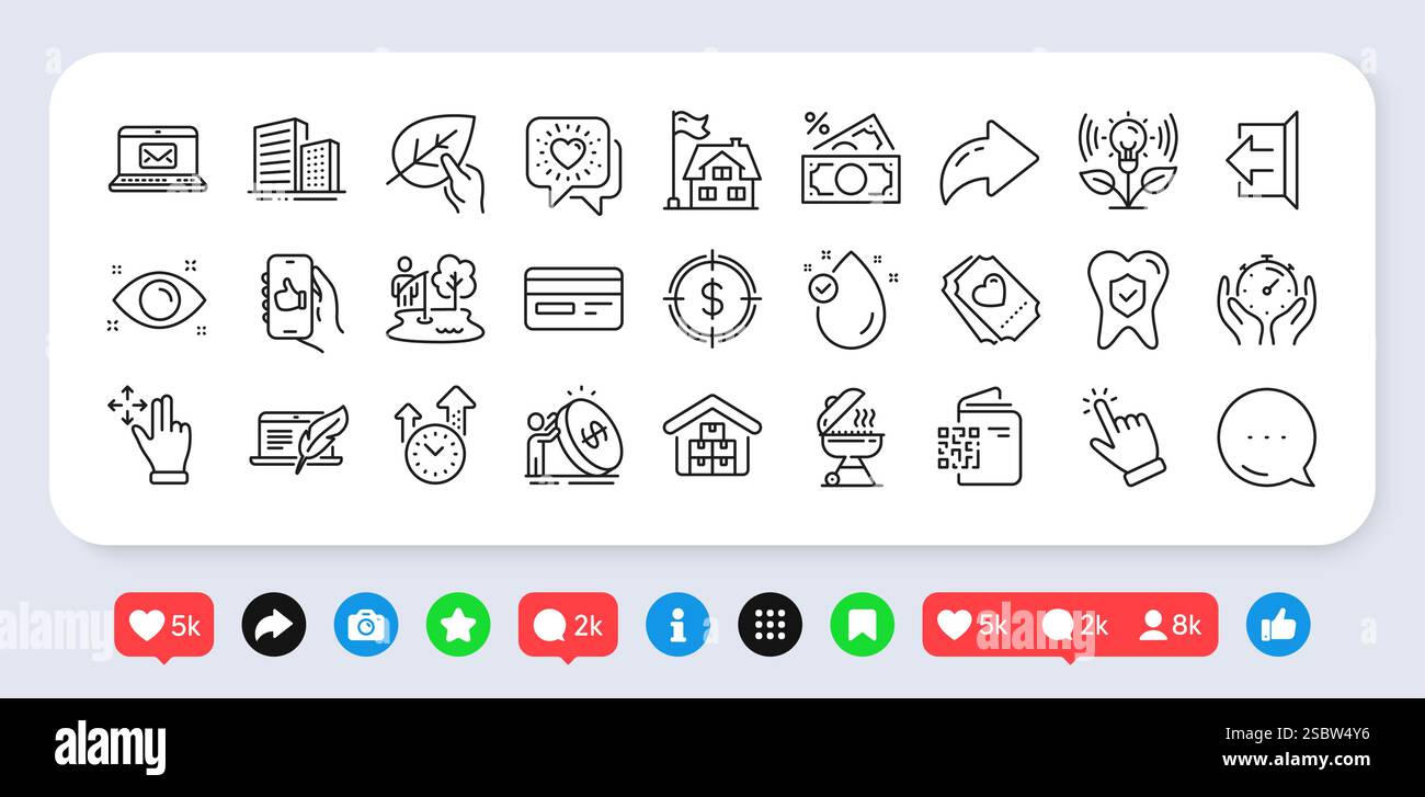E-mail, Organic tested and Sign out line icons pack. For web app ...