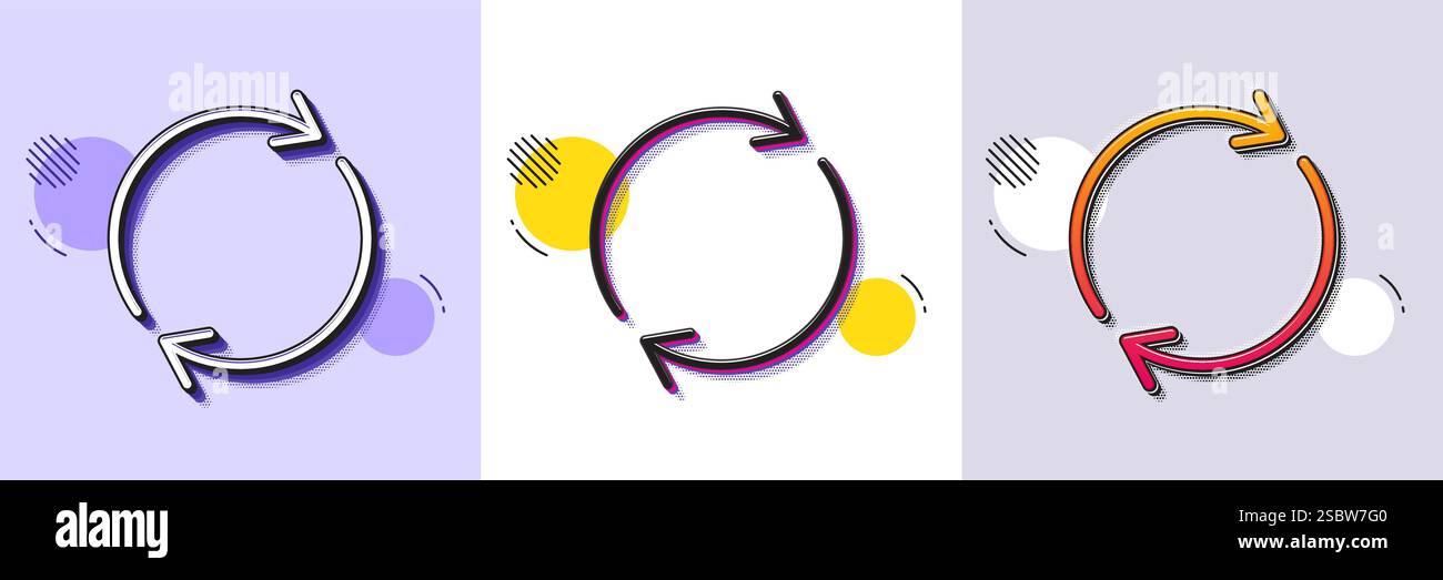 Refresh line icon. Rotation arrow sign. Halftone dotted pattern. Vector Stock Vector