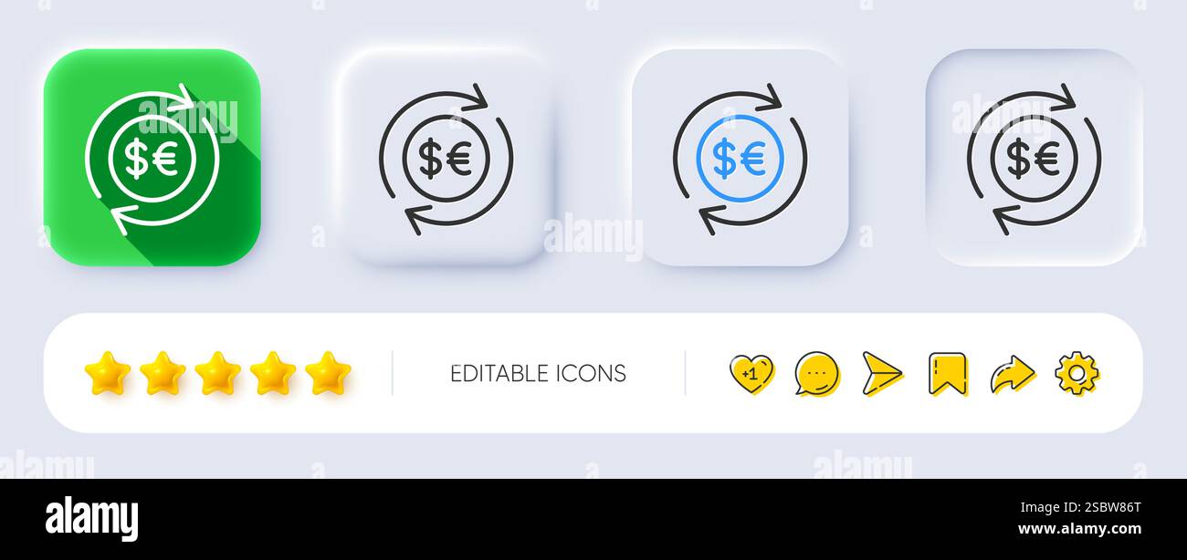 Money exchange line icon. Banking currency. Neumorphic buttons. Vector ...