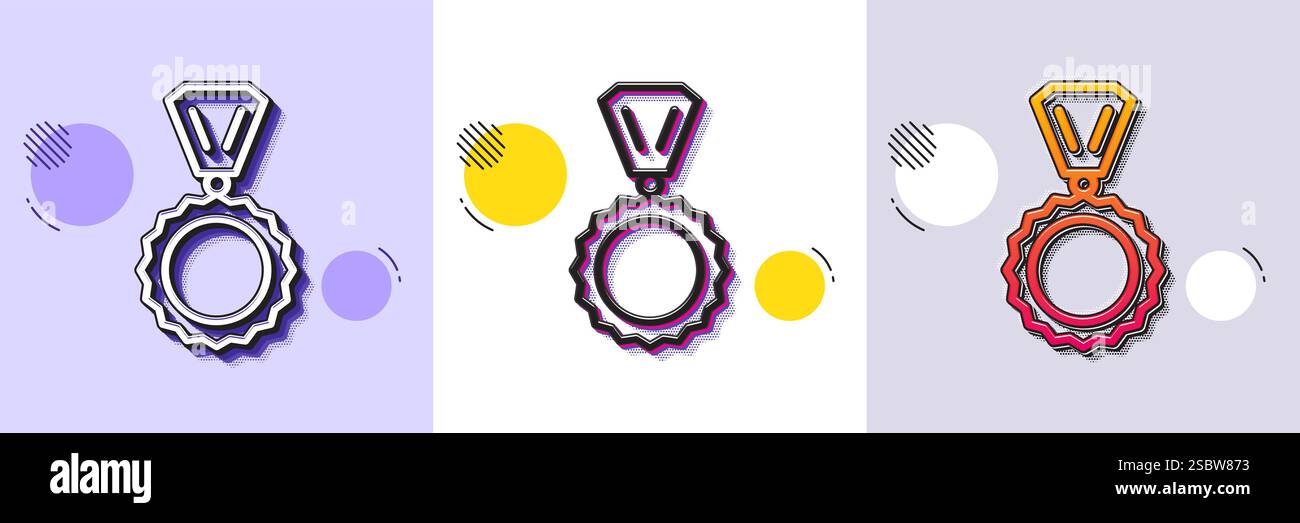 Award Medal line icon. Winner achievement. Halftone dotted pattern. Vector Stock Vector