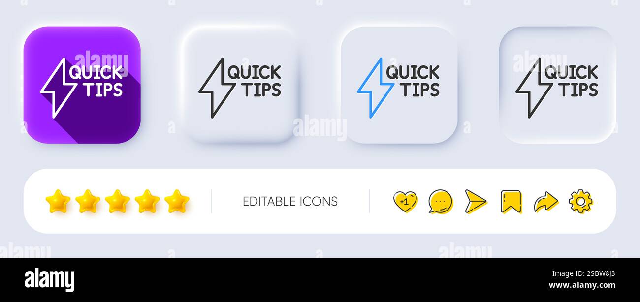 Quick tips line icon. Helpful tricks sign. Neumorphic buttons. Vector Stock Vector