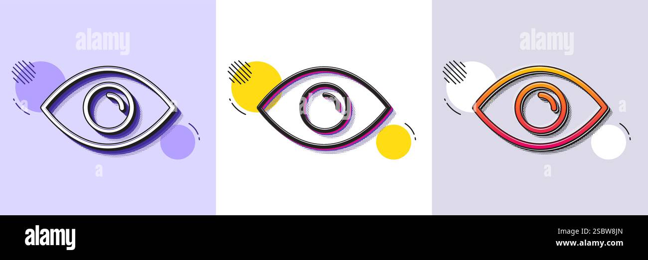 Eye line icon. Look or Optical Vision sign. Halftone dotted pattern. Vector Stock Vector