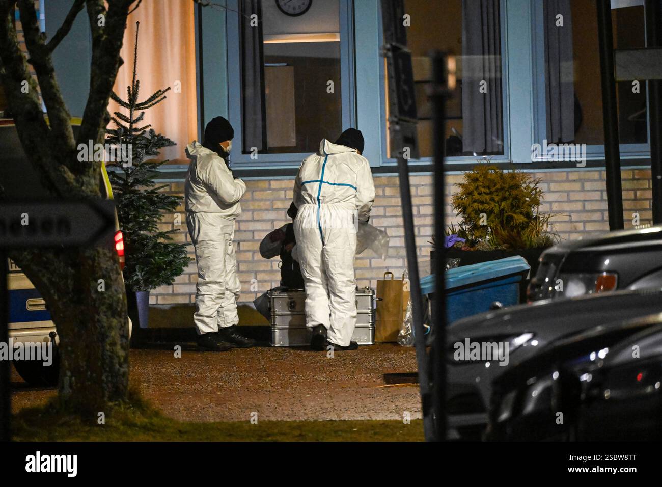 Emergency services work at the scene of shooting at Campus Risbergska