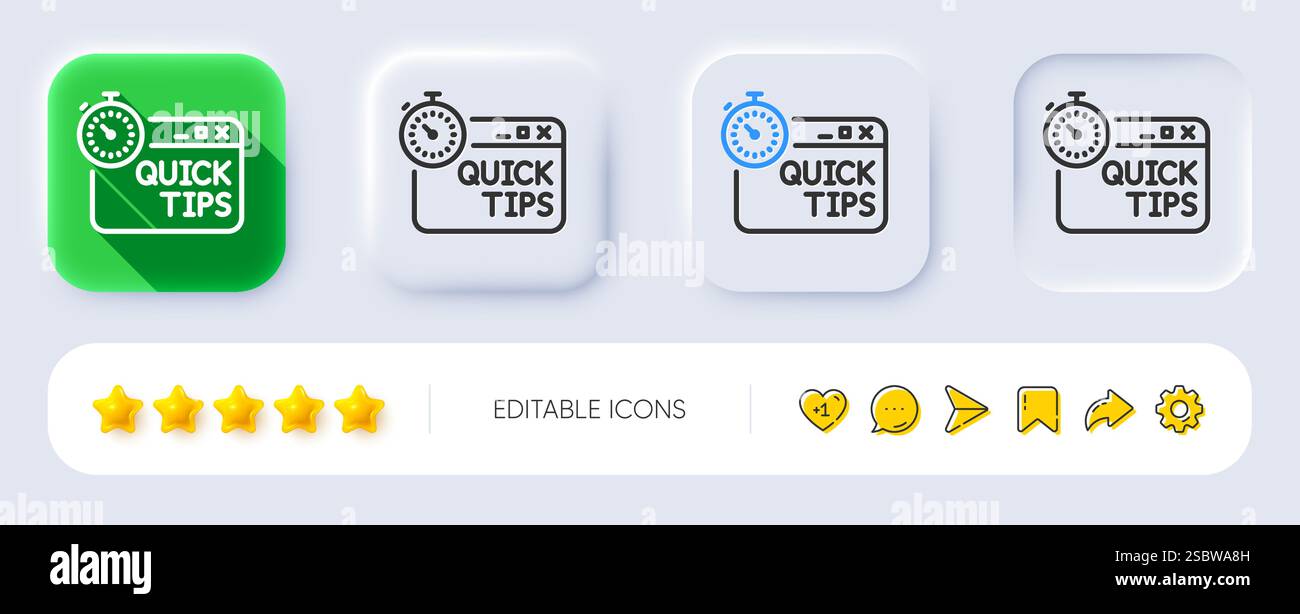 Quick tips line icon. Helpful tricks sign. Neumorphic buttons. Vector ...