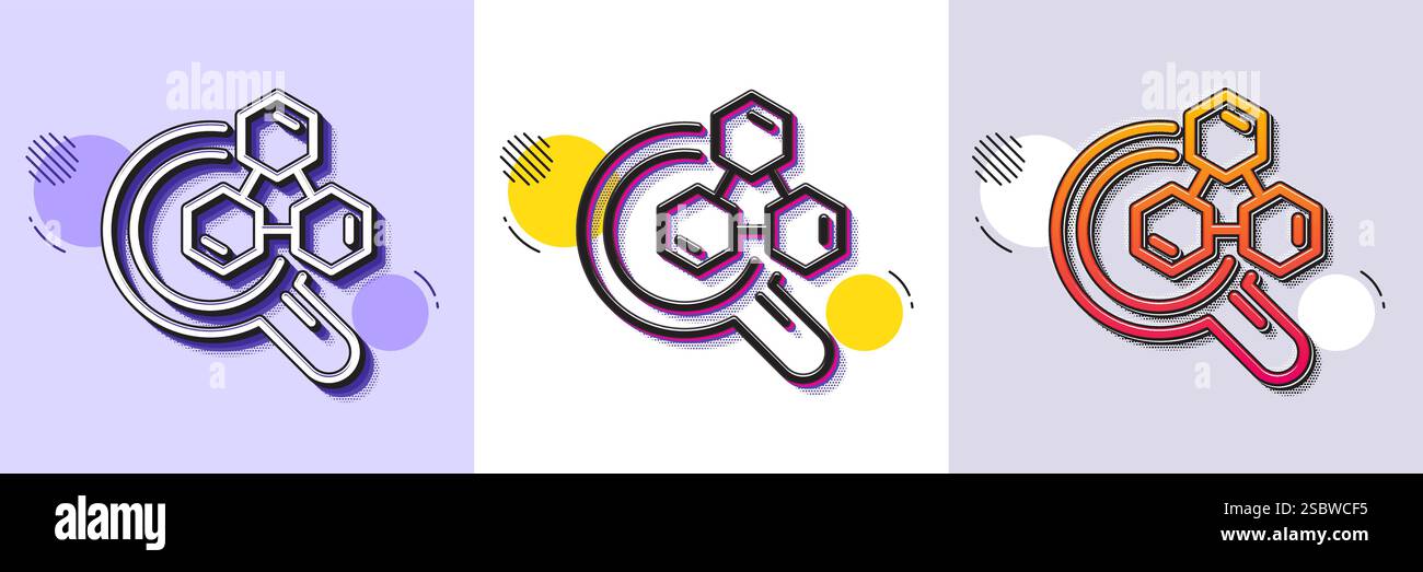 Chemistry lab line icon. Laboratory research sign. Analysis. Halftone dotted pattern. Vector Stock Vector