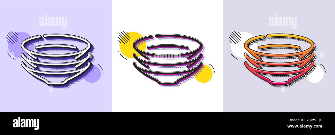 Dishes line icon. Tableware plates sign. Halftone dotted pattern. Vector Stock Vector