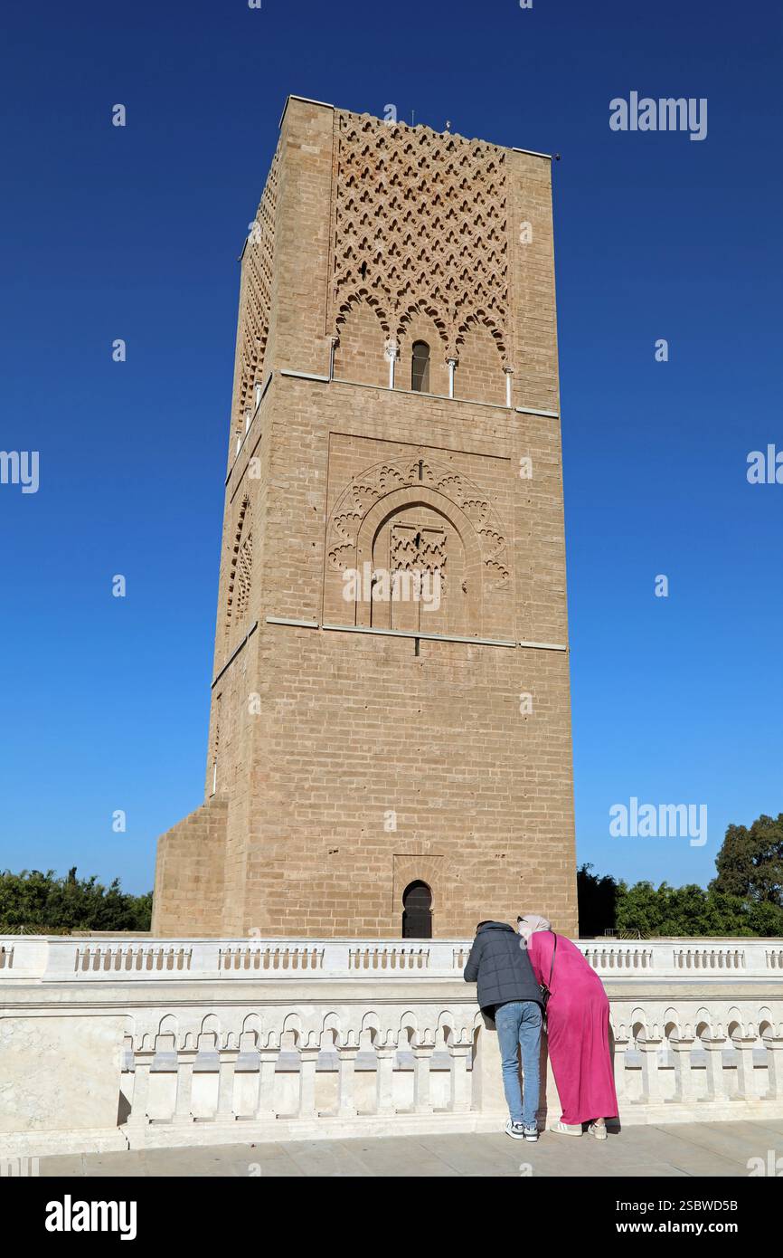 Tourists At The Hassan Tower In Rabat Stock Photo Alamy