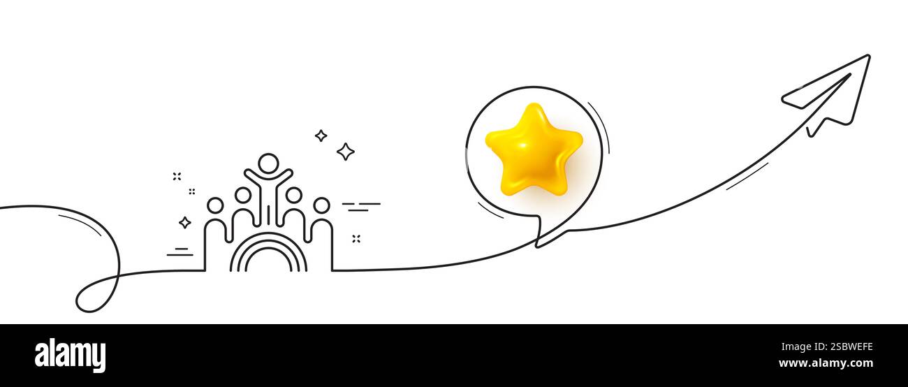 Inclusion line icon. Equity culture sign. Continuous line with plane ...