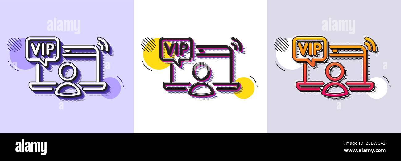 Vip line icon. Very important person access sign. Halftone dotted pattern. Vector Stock Vector