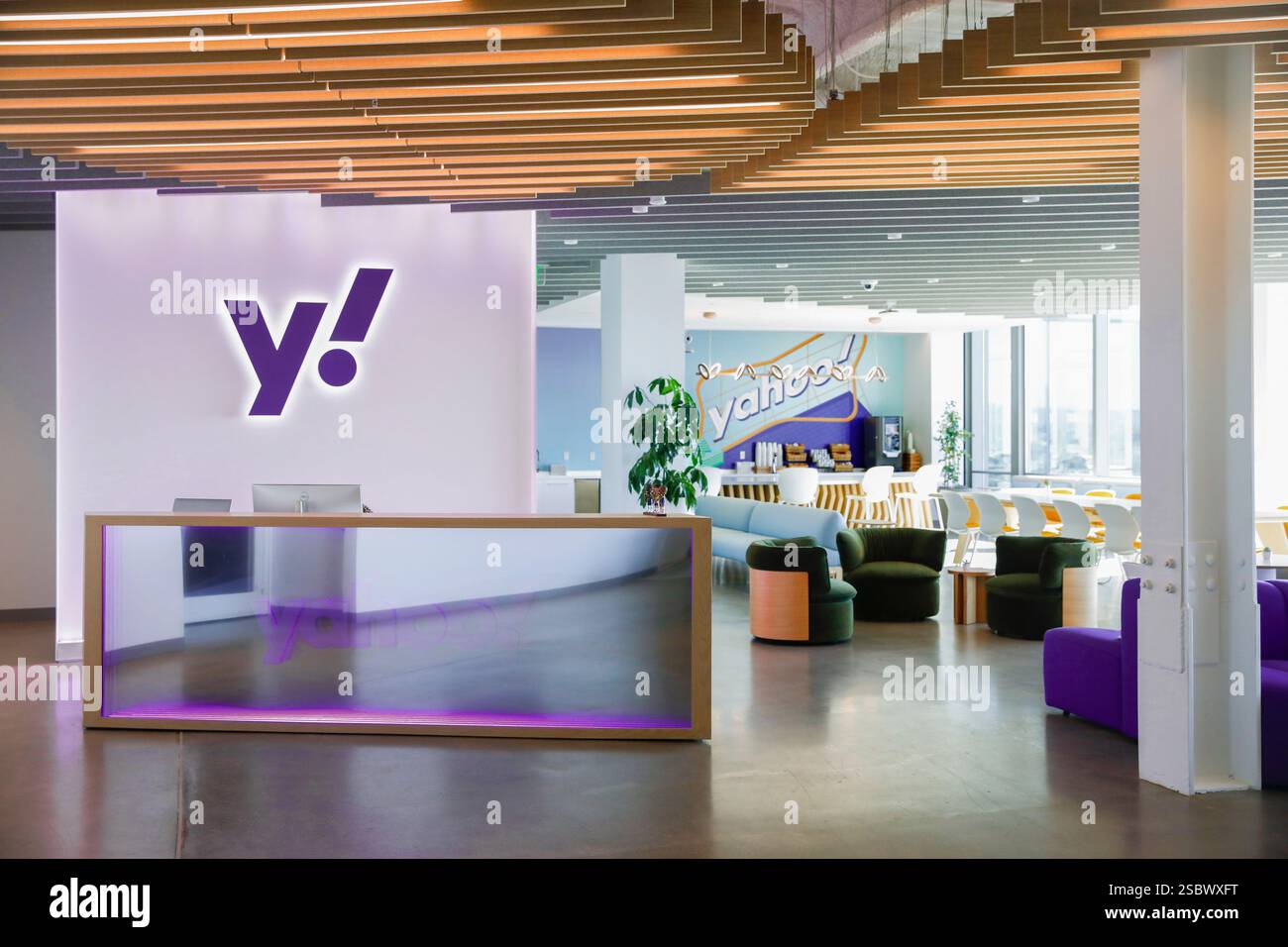 IMAGE DISTRIBUTED FOR YAHOO - The front desk and lobby area at Yahoo's ...