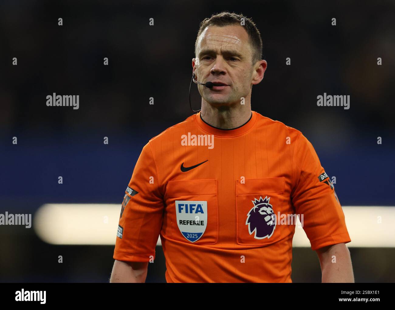 London, England, 3rd February 2025. Referee Stuart Attwell during the