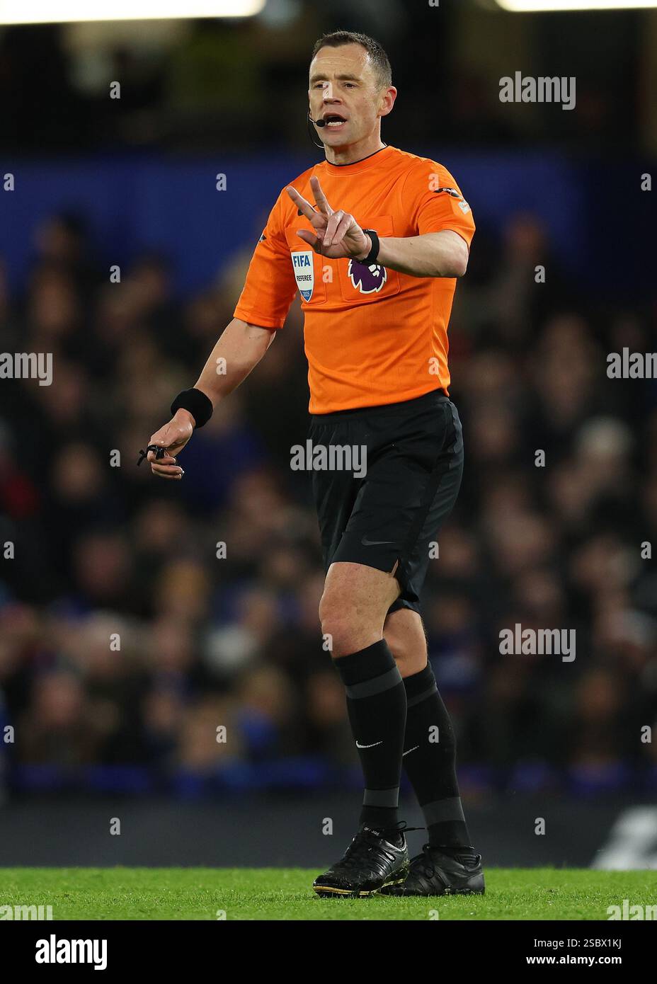 London, England, 3rd February 2025. Referee Stuart Attwell during the