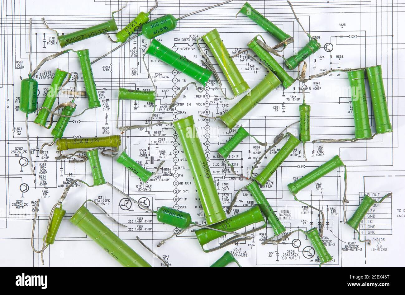 Radio components laid out on the electronic circuit Stock Photo - Alamy