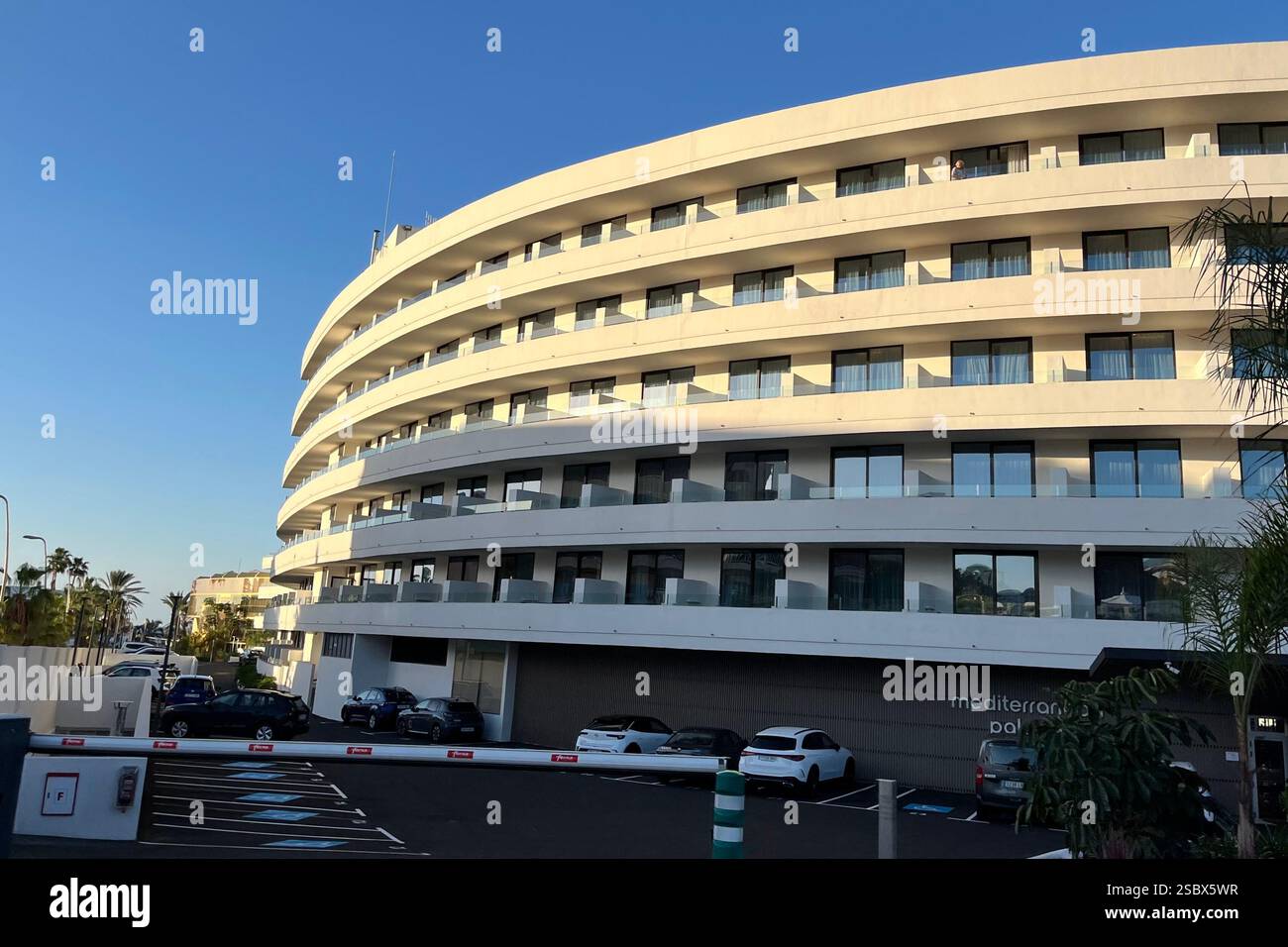 The recently refurbished Mediterranean Palace Hotel, part of the Mare Nostrum Resort. Playa de las Américas, Arona, Tenerife, Canary Islands, Spain. - Smartphone Captured Stock Image