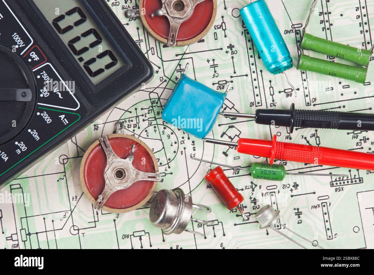 Radio components laid out on the electronic circuit Stock Photo - Alamy
