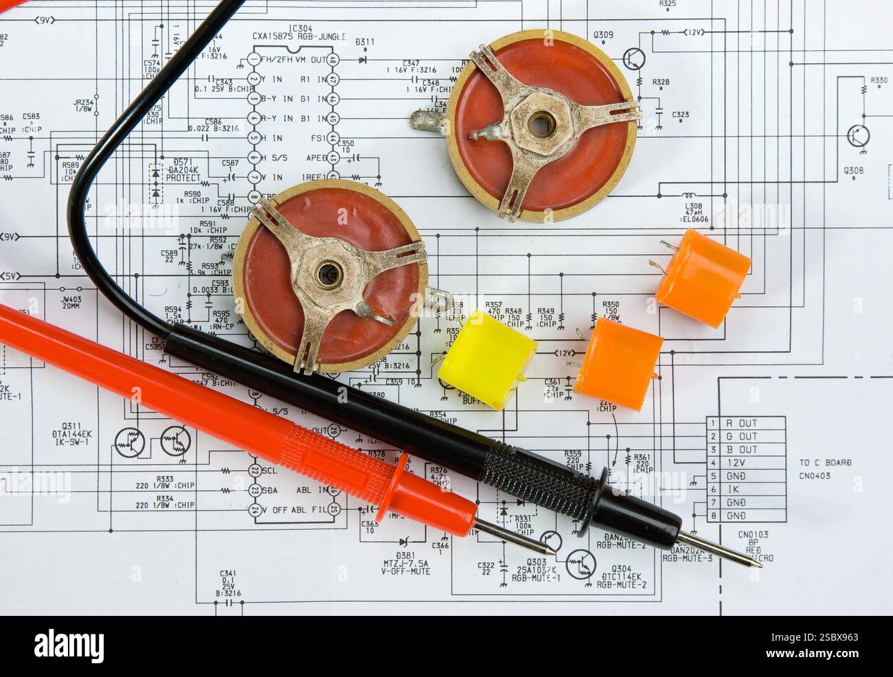 Radio components laid out on the electronic circuit Stock Photo - Alamy