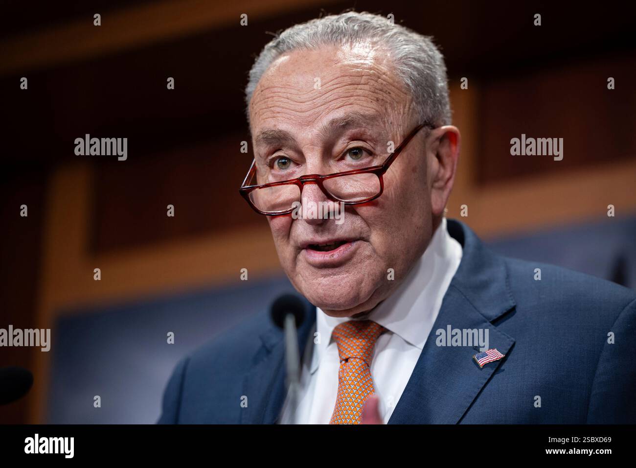 Senate Minority Leader Chuck Schumer (D-N.Y.) speaks during a press ...