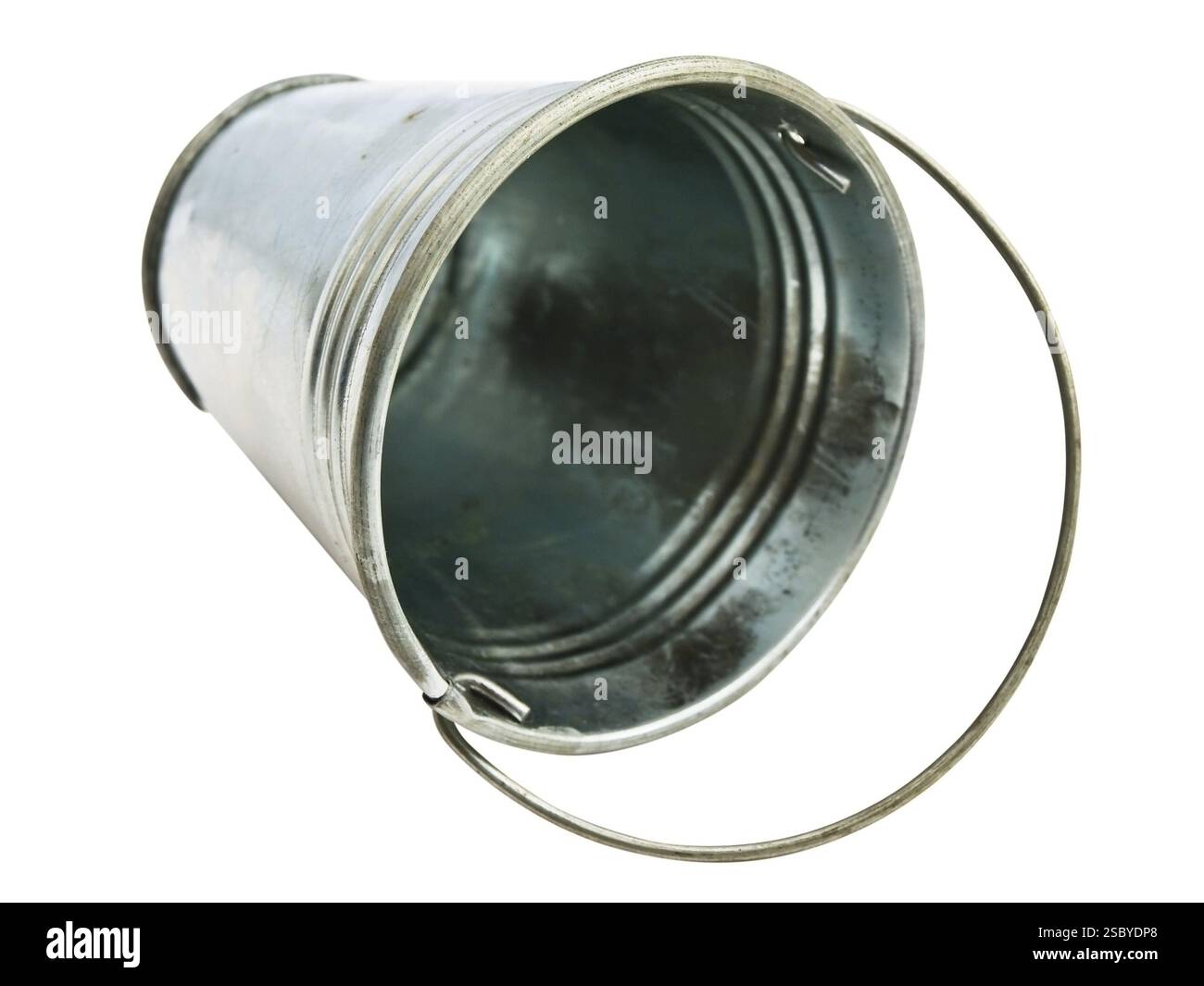 Metallic single bucket against the white background Stock Photo - Alamy