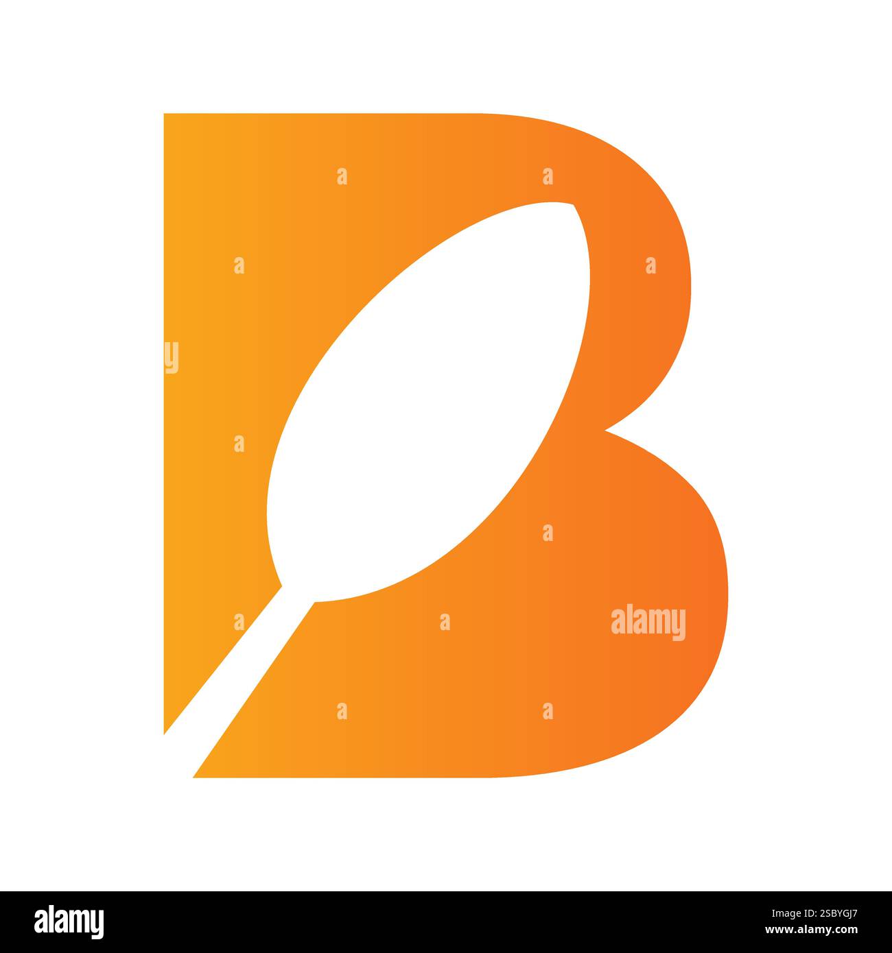 Initial Restaurant Logo On Letter B With Spoon Symbol Vector Template Stock Vector