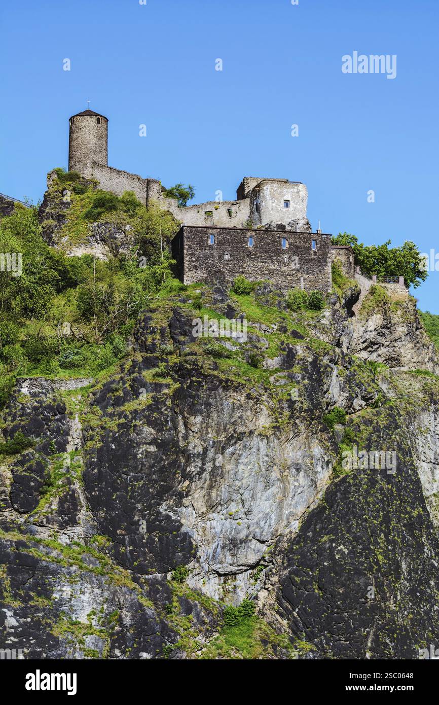 Two Catle An Old Catle on the Cliff under the Blue Sky Usti Nad Labem, Czech ...
