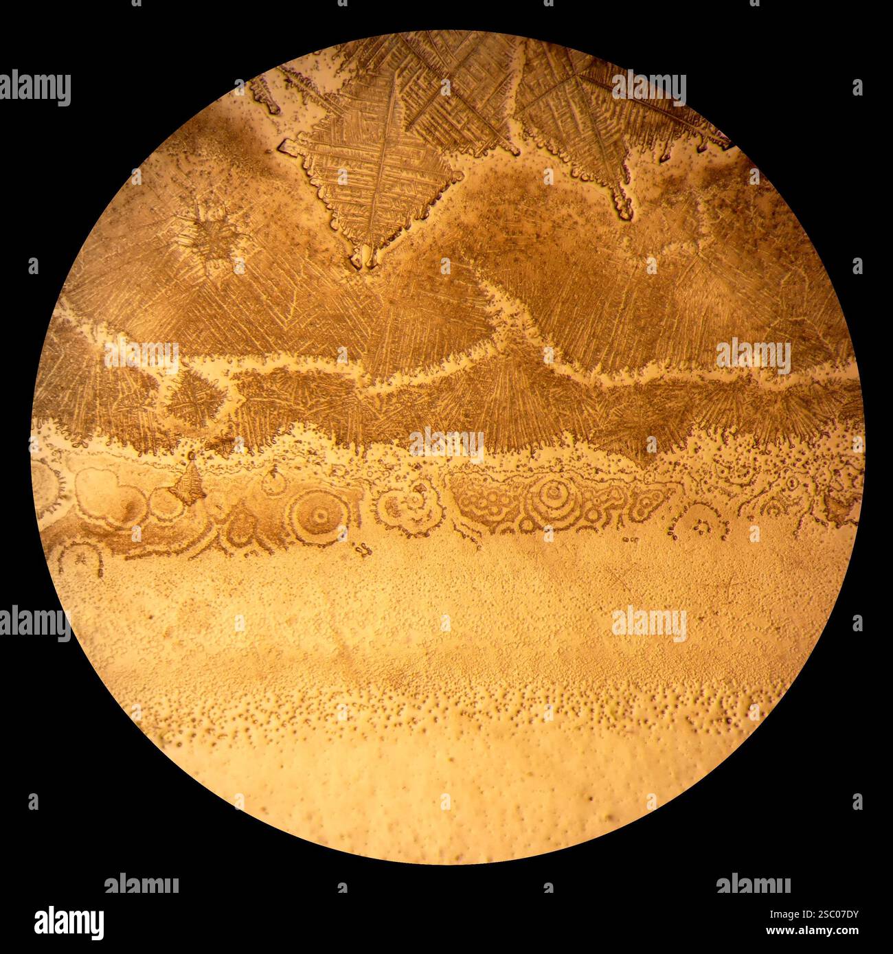 A thin layer of crystals precipitated from mineral spring water, as ...