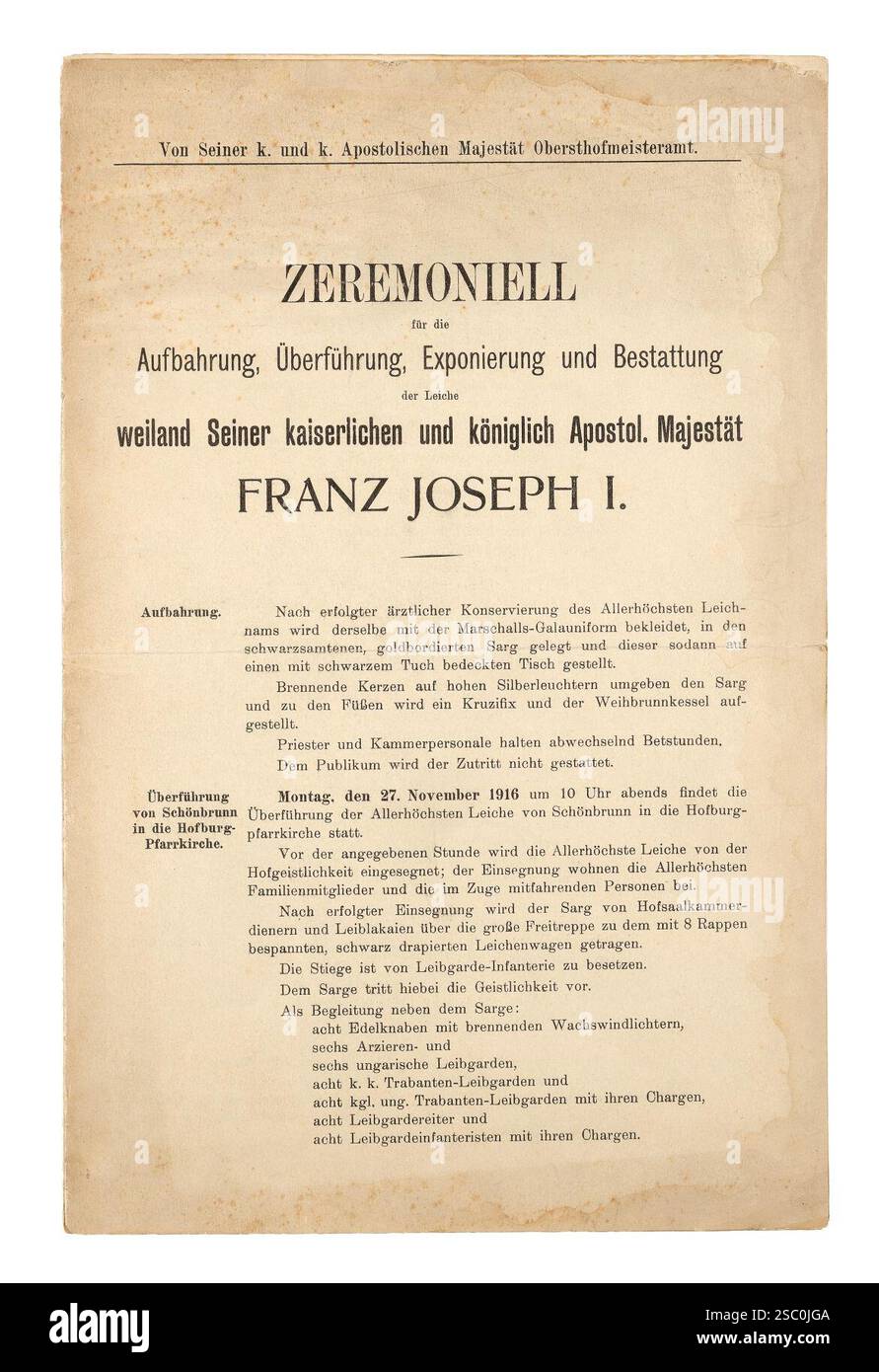 Hof-Zeremoniell Bestattung Franz Joseph I 01 Stock Photo - Alamy, image size:891x1390