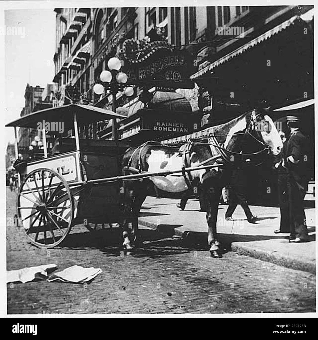 Horse drawn carriage used by the US postal service in downtown Seattle ...