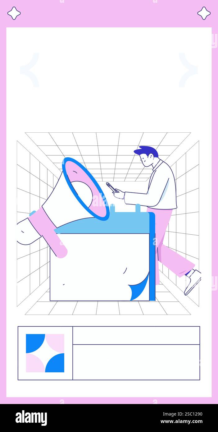 Notic Drawings Notification announcement vector creative flat hand drawn illustration ...