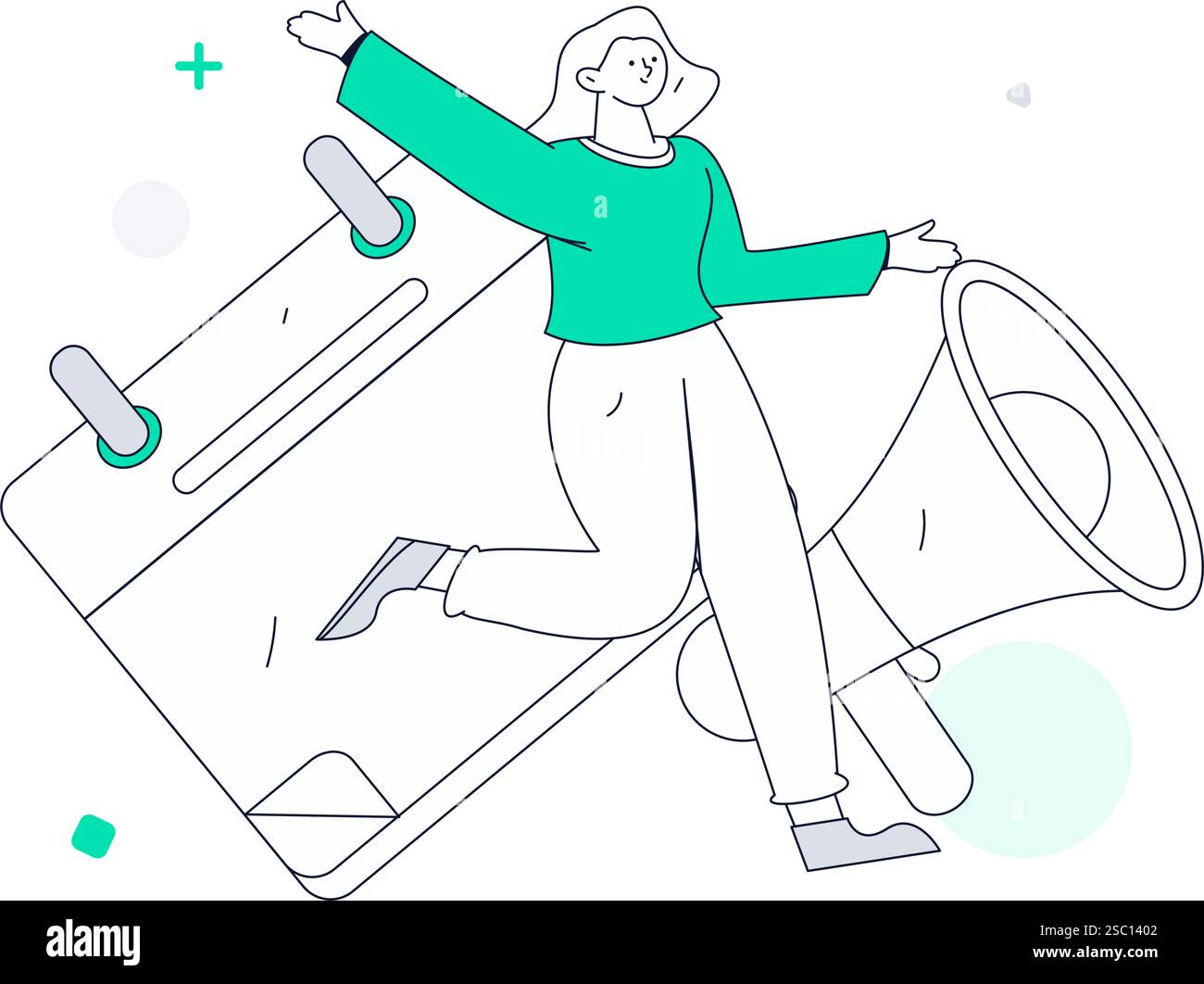 Notic Drawings Notification announcement vector creative flat hand drawn illustration ...