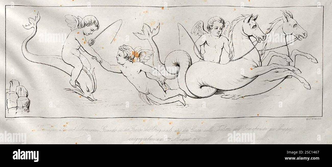 House of Adonis and Venus VI 7,18 Pompeii Pre-October 1851 Drawing by ...