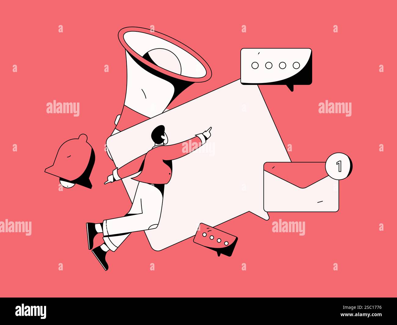 Notic Drawings Notification announcement vector creative flat hand drawn illustration ...