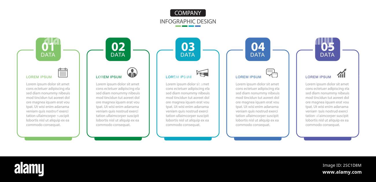 5 data infographics layout template. Illustration business abstract background. Stock Vector