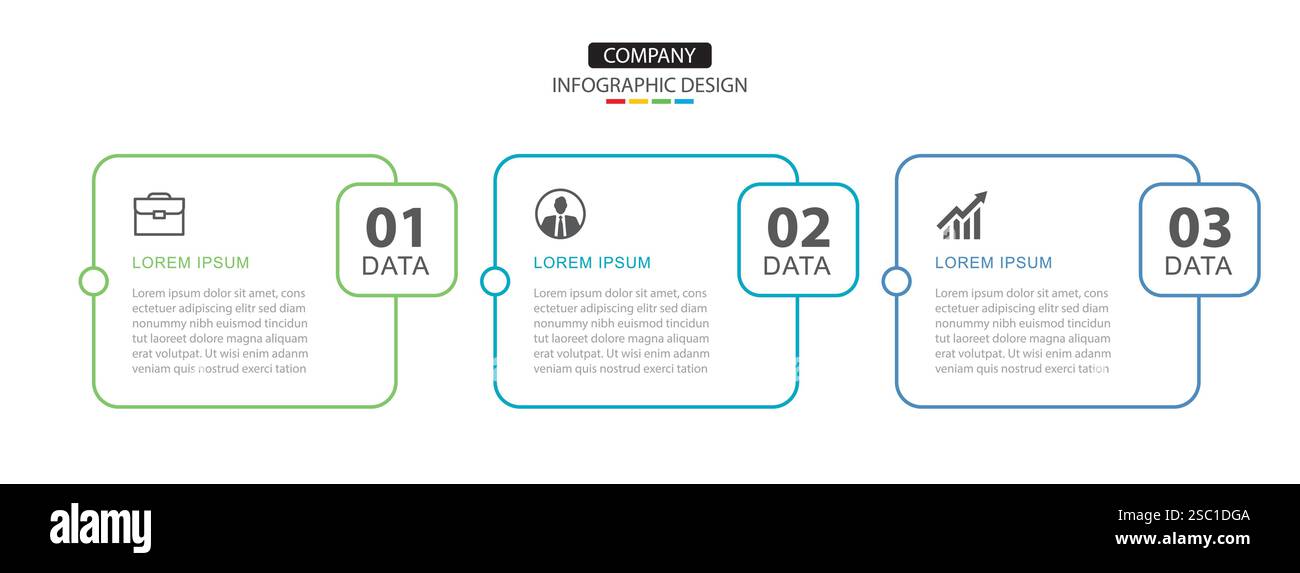 3 data infographics rectangle layout paper template. Illustration ...