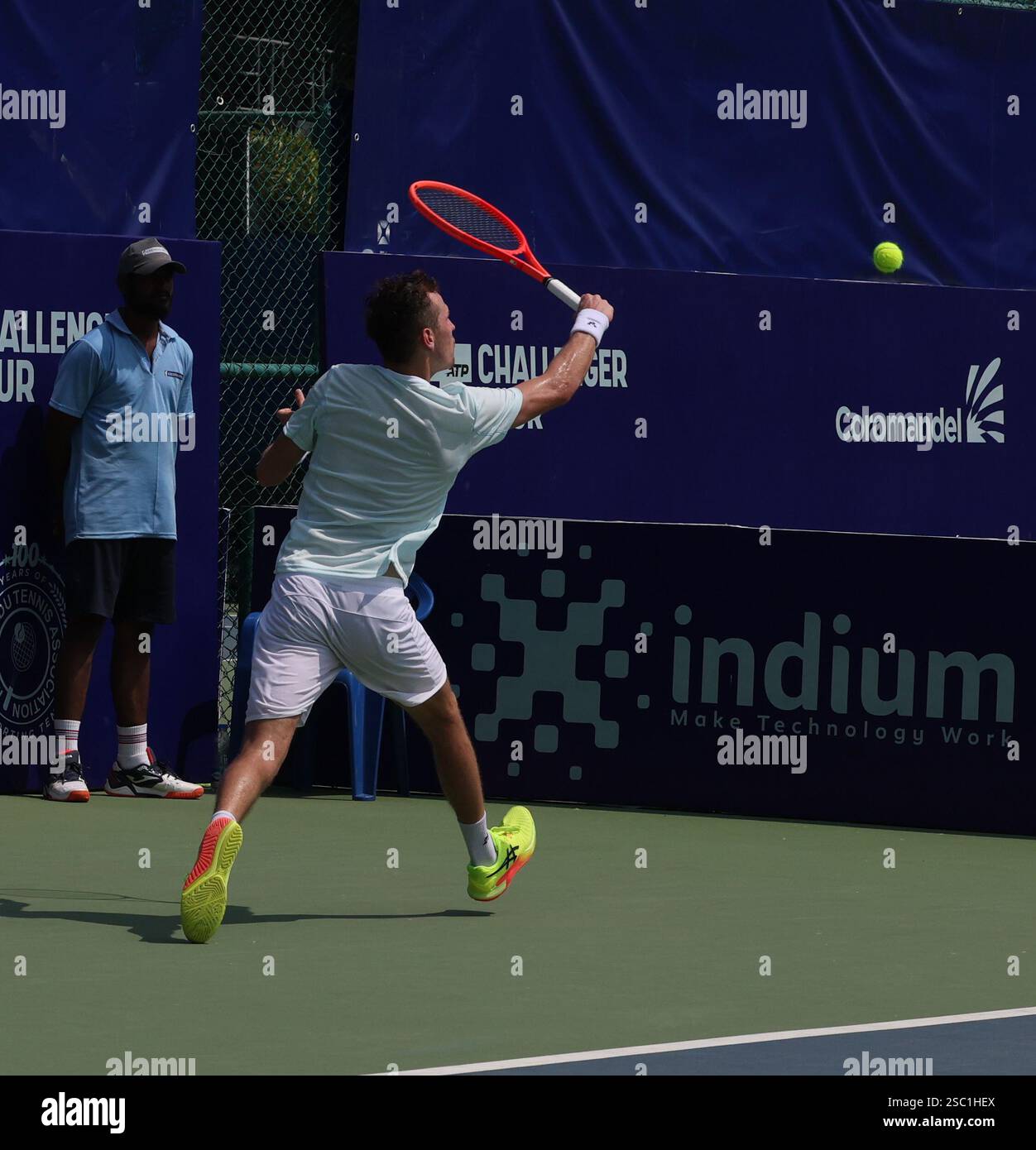 Chennai, India. 05th Feb, 2025. (8) Zsombor PIROS Hungary Vs Oleksandr OVCHARENKO (UKR) Zsombor PIROS (HUN) In action Credit: Seshadri SUKUMAR/Alamy Live News Stock Photo