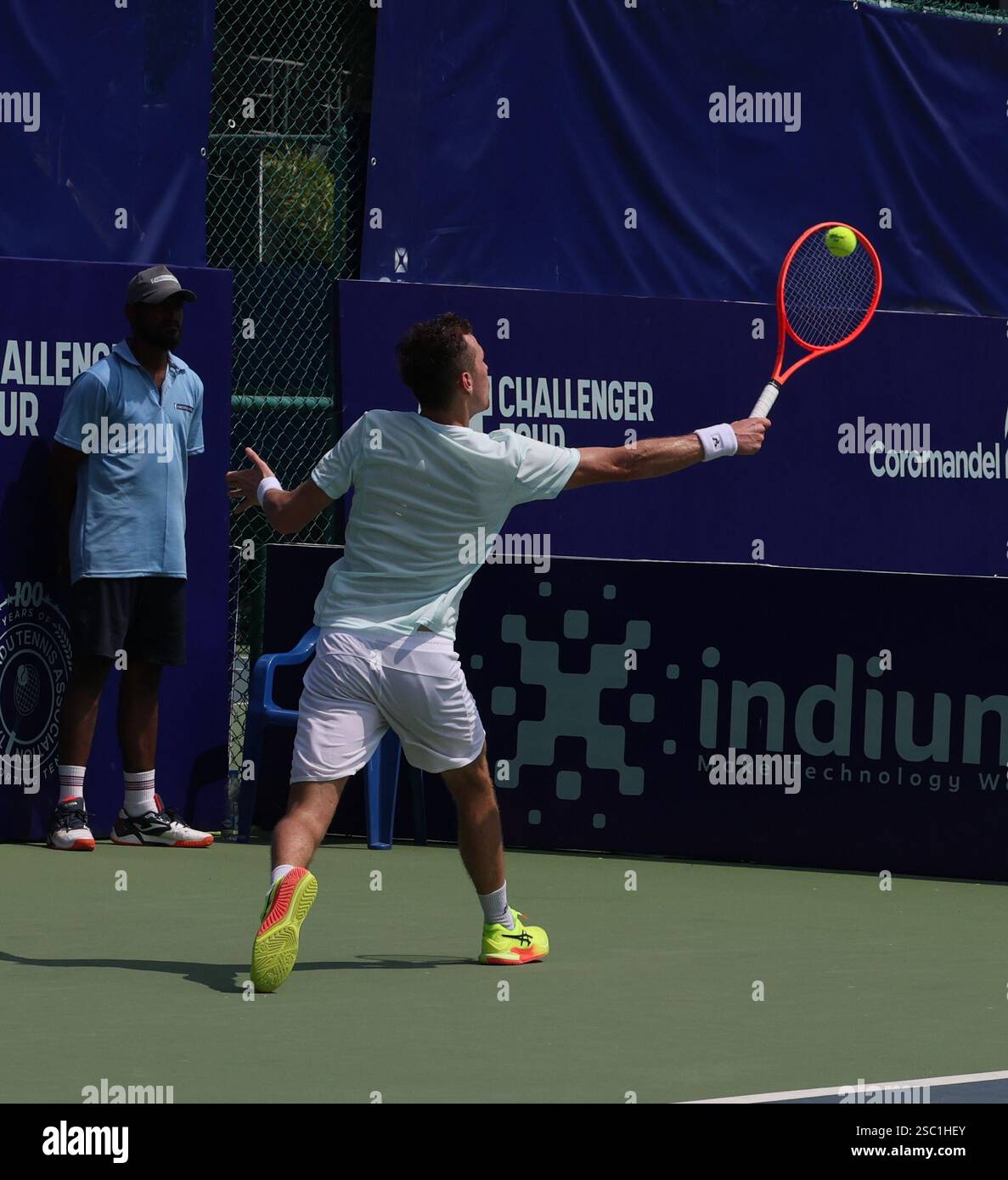 Chennai, India. 05th Feb, 2025. (8) Zsombor PIROS Hungary Vs Oleksandr OVCHARENKO (UKR) Zsombor PIROS (HUN) In action Credit: Seshadri SUKUMAR/Alamy Live News Stock Photo