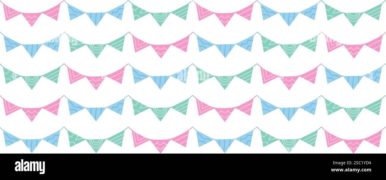 Flat hanging garlands with flags seamless pattern Stock Vector Image ...
