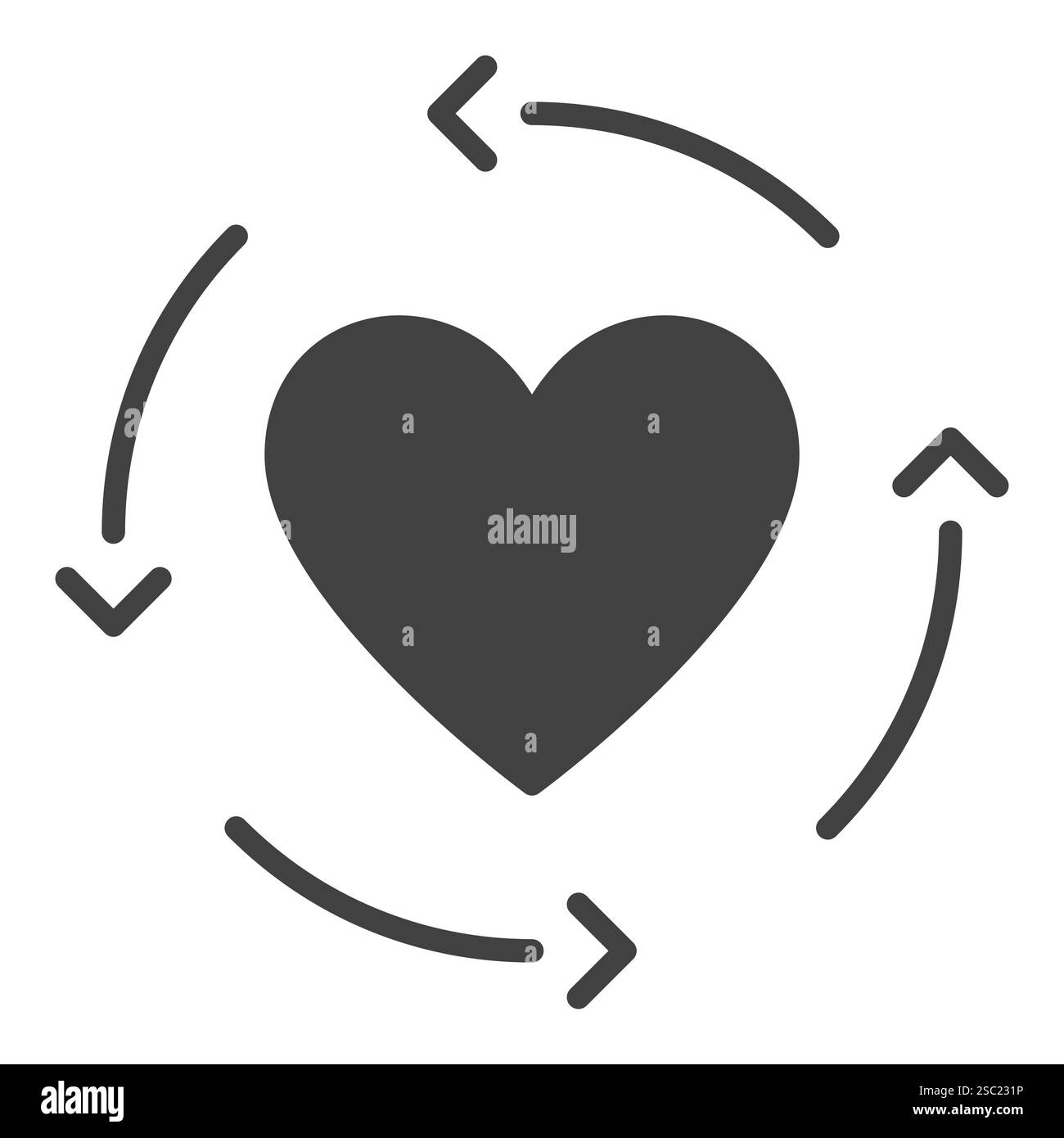Vector heart inside arrows icon symbol for expressing love and emotion ...