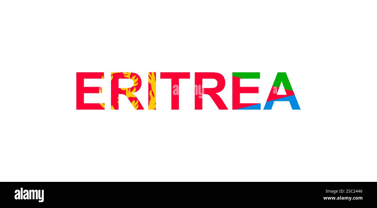 Letters Eritrea in the style of the country flag. Eritrea word in ...