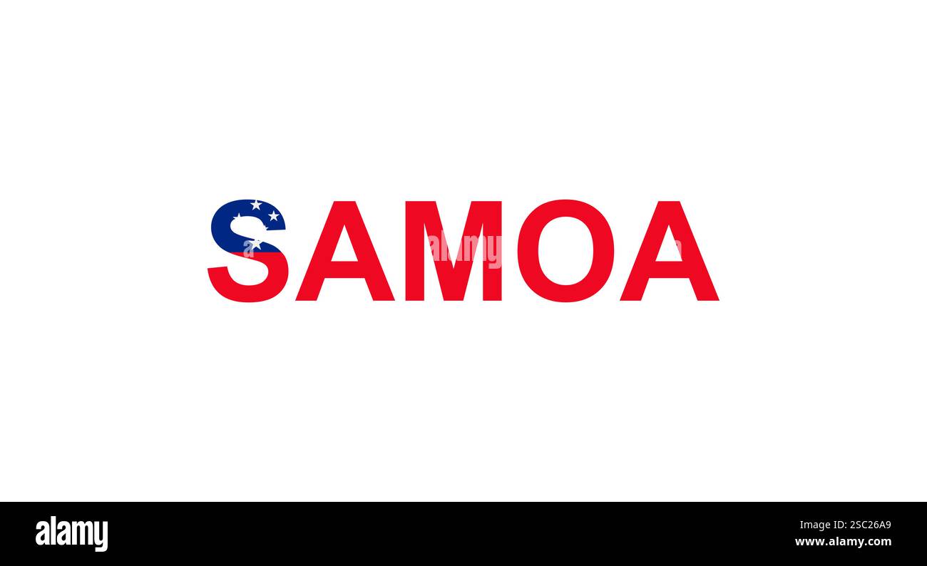 Letters Samoa in the style of the country flag. Samoa word in national ...
