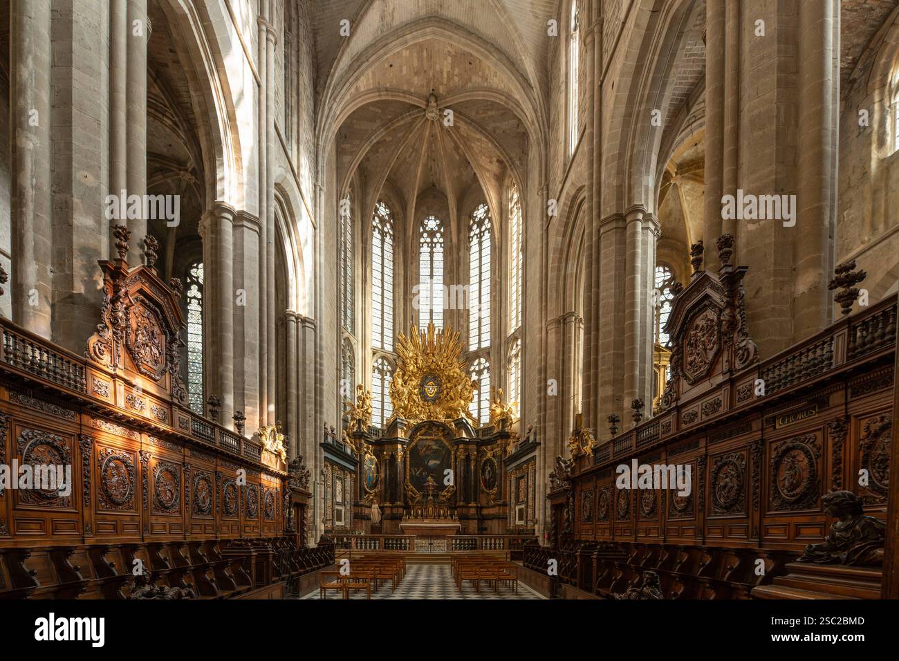 Interior view of the Basilica of Saint Mary Madeleine, the third tomb ...