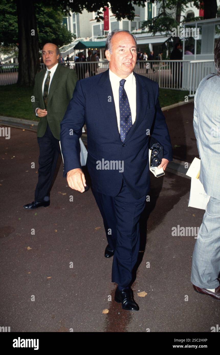 The Aga Khan, Prince Karim Aga Khan, at horse racing in Paris, France. 03rd Oct, 1999. Prix de L'Arc de Triomphe, Longchamp Racecourse, Bois de Boulogne 75116 Paris, France CAP/PL © Phil Loftus/Capital Pictures Credit: Capital Pictures/Alamy Live News Stock Photo