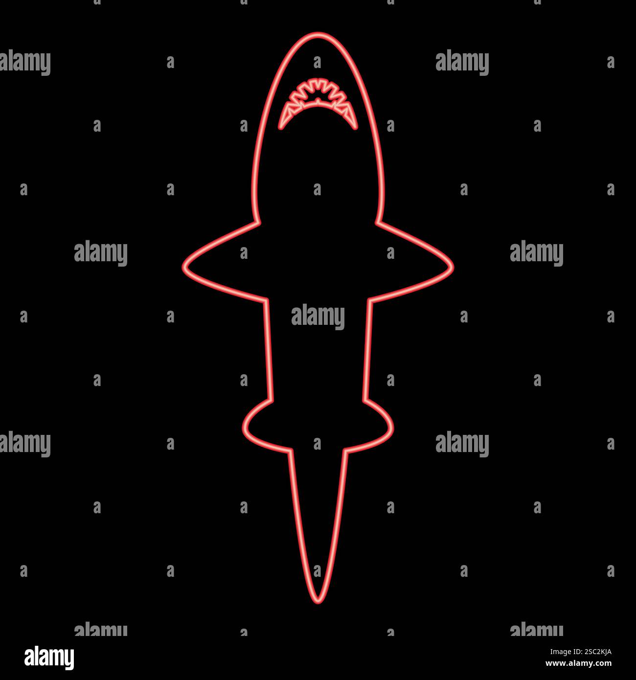 Neon shark red color vector illustration image flat style light Stock Vector
