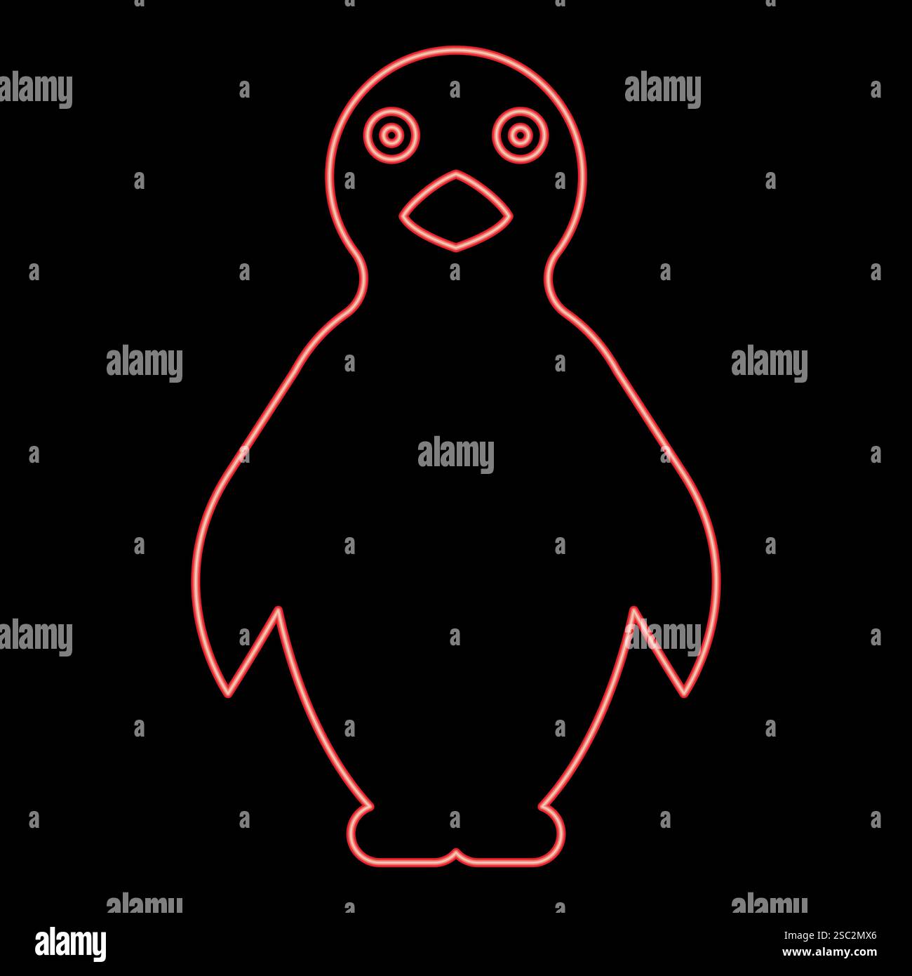 Neon penguin red color vector illustration image flat style light Stock Vector
